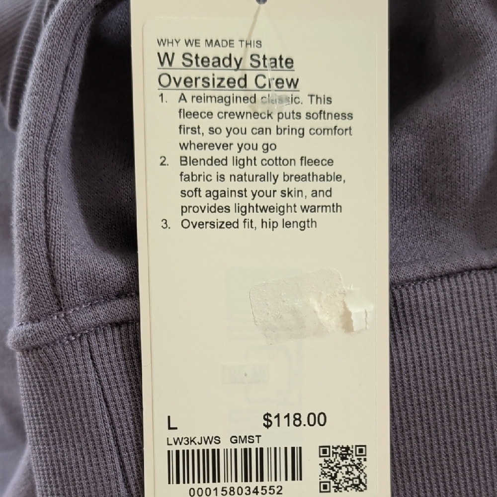 Lululemon Steady State Oversized Crew Grape Mist NWT - Picture 6 of 6
